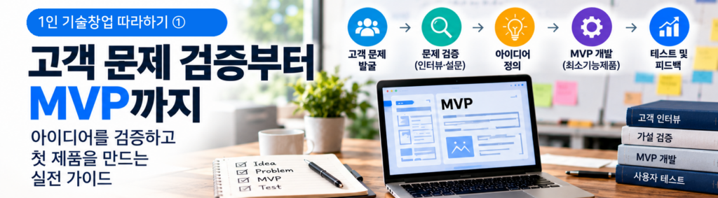 1인 기술창업 따라하기 ① 고객 문제 발굴과 검증, 아이디어 정의, MVP 개발 및 사용자 테스트 과정