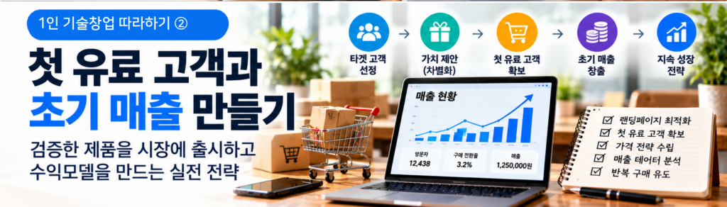1인 기술창업 따라하기 ② 첫 유료 고객 확보, 초기 매출 창출, 가격 전략 및 수익모델 구축 과정
